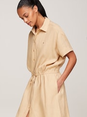 Tommy Hilfiger Brown 100% Linen Midi Shirt Dress - Image 8 of 10