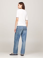 Tommy Hilfiger Cream Cable Short Sleeve Sweater - Image 2 of 5