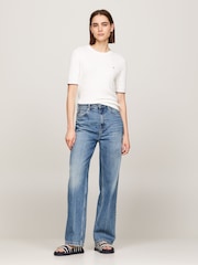 Tommy Hilfiger Cream Cable Short Sleeve Sweater - Image 3 of 5