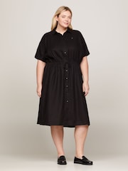 Tommy Hilfiger Curve Linen Black Shirt Dress - Image 1 of 4