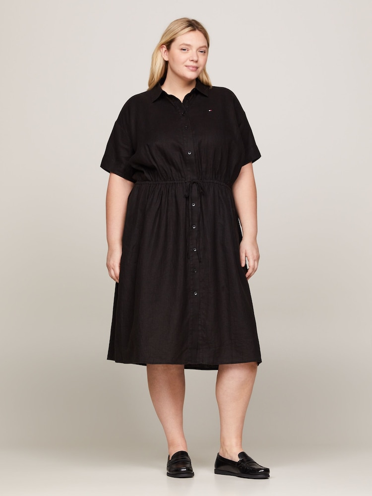 Tommy Hilfiger Curve Linen Black Shirt Dress - Image 1 of 4