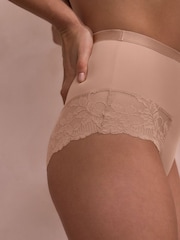 Praline Nude High Waist Brief Tummy Control Shaping Lace Back Bikinis 4 Pack - Image 4 of 5