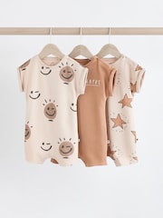 Neutral Happy Baby Jersey 100% Cotton Rompers 3 Pack - Image 1 of 13