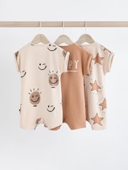 Neutral Happy Baby Jersey 100% Cotton Rompers 3 Pack - Image 2 of 13