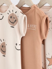 Neutral Happy Baby Jersey 100% Cotton Rompers 3 Pack - Image 8 of 13