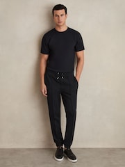 Reiss Navy Blue Premier Drawstring Jersey Joggers - Image 1 of 6