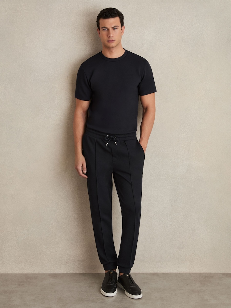Reiss Navy Blue Premier Drawstring Jersey Joggers - Image 1 of 6
