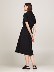 Tommy Hilfiger Black 100% Linen Midi Shirt Dress - Image 2 of 5
