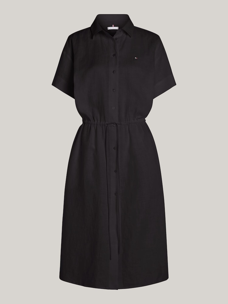 Tommy Hilfiger Black 100% Linen Midi Shirt Dress - Image 5 of 5 Tommy Hilfiger Black 100% Linen Midi Shirt Dress - Image 5 of 5