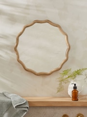 Wooden Wavy Pine Wall Mirrror - Image 1 of 4