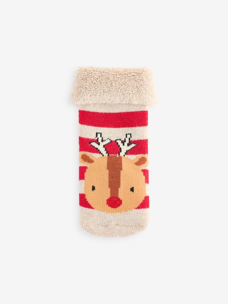 Red Christmas Baby Toweling Socks 4 Pack (0mths-2yrs) - Image 2 of 5
