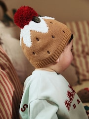 Christmas Pudding Baby Knitted Pom Hat - Image 2 of 2