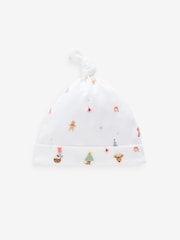 White Baby Christmas 100% Cotton Bib and Hat Set (0-12mths) - Image 3 of 4