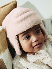 Cream Borg Baby Trapper Hat - Image 1 of 2
