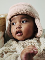 Cream Borg Baby Trapper Hat - Image 2 of 2
