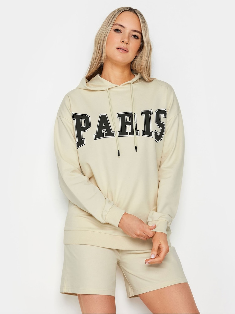Long Tall Sally Cream Paris Slogan Hoodie - Image 1 of 4