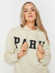 Long Tall Sally Cream Paris Slogan Hoodie - Image 4 of 4