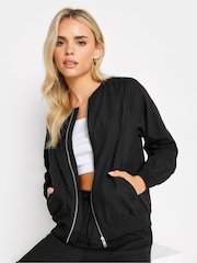 PixieGirl Petite Black Linen Bomber Jacket - Image 1 of 4