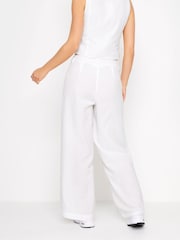 PixieGirl Petite White Linen Wide Leg Trousers - Image 3 of 4