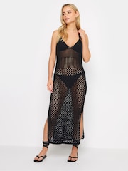 PixieGirl Petite Black Crochet Midi Beach Dress - Image 2 of 6