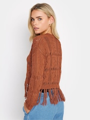 PixieGirl Petite Brown Rust Orange Crochet Tassel Jumper - Image 3 of 4
