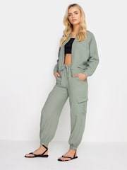 PixieGirl Petite Green Linen Bomber Jacket - Image 2 of 4