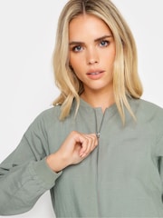 PixieGirl Petite Green Linen Bomber Jacket - Image 4 of 4