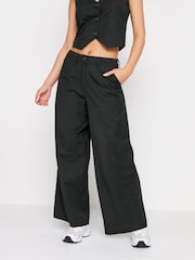 PixieGirl Petite Black Linen Wide Leg Trousers - Image 2 of 4