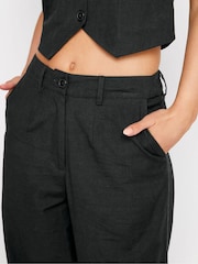 PixieGirl Petite Black Linen Wide Leg Trousers - Image 4 of 4