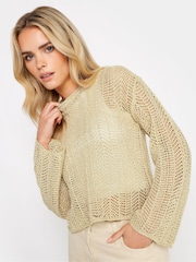 PixieGirl Petite Gold Metallic Crochet Jumper - Image 1 of 4