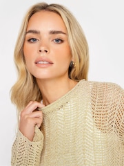 PixieGirl Petite Gold Metallic Crochet Jumper - Image 4 of 4