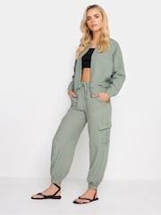 PixieGirl Petite Green Linen Cuffed Cargo Trousers - Image 1 of 4