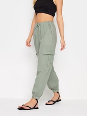 PixieGirl Petite Green Linen Cuffed Cargo Trousers - Image 2 of 4