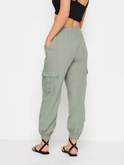 PixieGirl Petite Green Linen Cuffed Cargo Trousers - Image 3 of 4