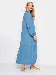 Long Tall Sally Blue Chambray Smock Tiered Dress - Image 3 of 4