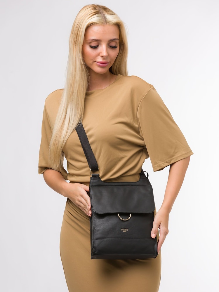 Cultured London Covent Leather Cross-Body Dark 100% Cotton Bag - Image 2 of 6