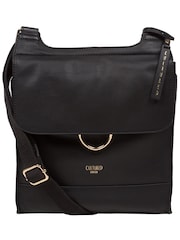 Cultured London Covent Leather Cross-Body Dark 100% Cotton Bag - Image 3 of 6