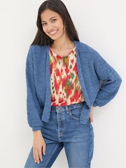 FatFace Anna Blue Ikat Tape Cardigan - Image 1 of 5