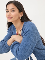 FatFace Anna Blue Ikat Tape Cardigan - Image 3 of 5