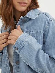 FatFace Eden Blue Stripe Denim Worker Jacket - Image 4 of 5