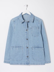 FatFace Eden Blue Stripe Denim Worker Jacket - Image 5 of 5