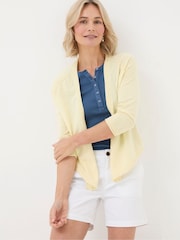 FatFace Yellow Tie Front Cardigan - Image 1 of 5