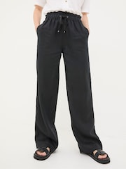 FatFace Iva Black Wide Leg Linen Trousers - Image 3 of 6