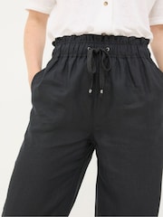 FatFace Iva Black Wide Leg Linen Trousers - Image 4 of 6