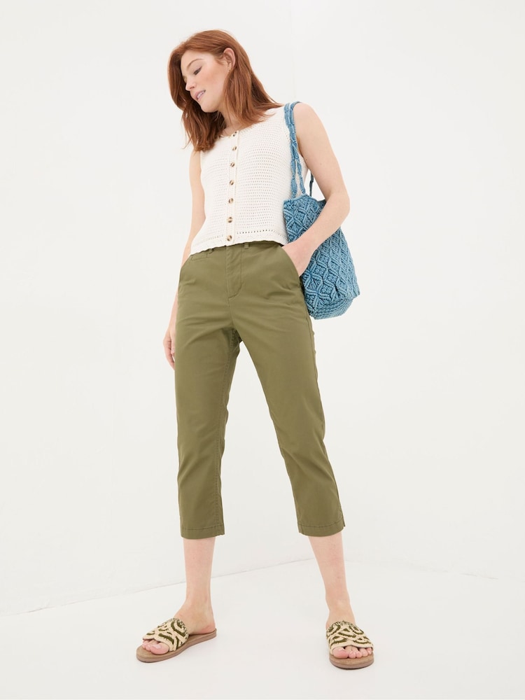 FatFace Farnham Green Cropped Chinos - Image 1 of 7