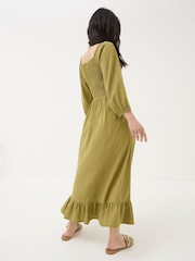 FatFace Adele Green Midi Dress With Linen - Image 2 of 7
