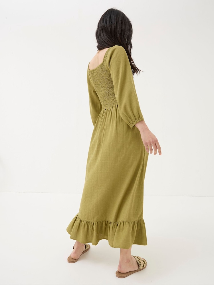 FatFace Adele Green Midi Dress With Linen - Image 2 of 7