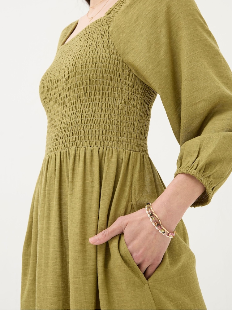Buy FatFace Adele Green Midi Dress With Linen from the Next UK online shop