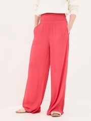 FatFace Red Shirred Wide Leg Palazzo Trousers - Image 2 of 5