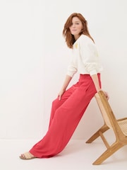 FatFace Red Shirred Wide Leg Palazzo Trousers - Image 3 of 5